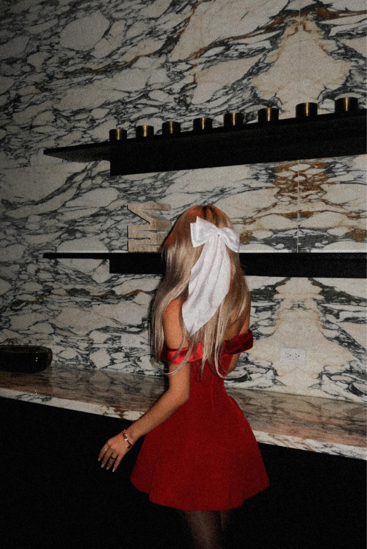 Hazel | Women’s Red Off-Shoulder Satin Strap Mini Cocktail Dress