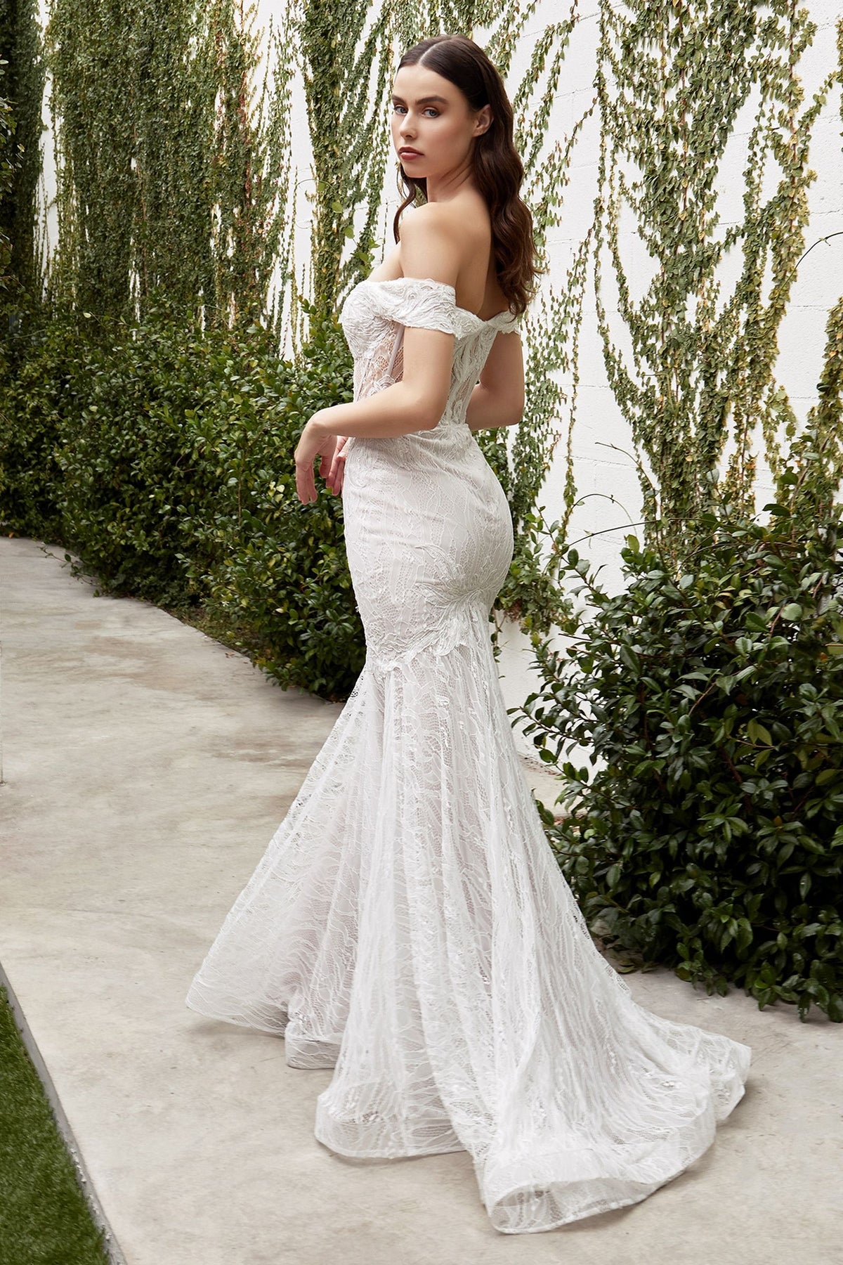 Jolie | Mermaid Silhouette Lace Embroidered Off-Shoulder Maxi Dress