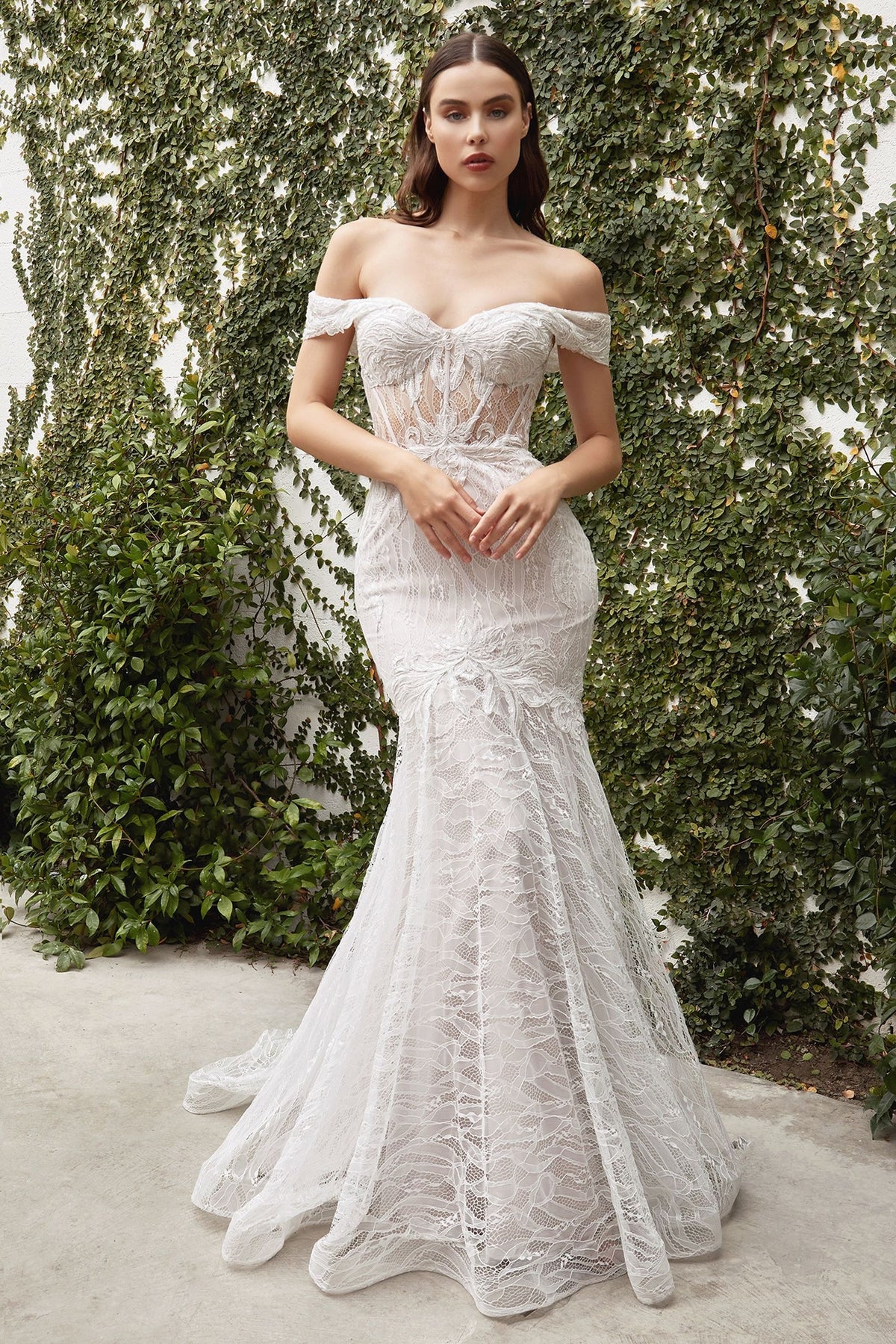Jolie | Mermaid Silhouette Lace Embroidered Off-Shoulder Maxi Dress