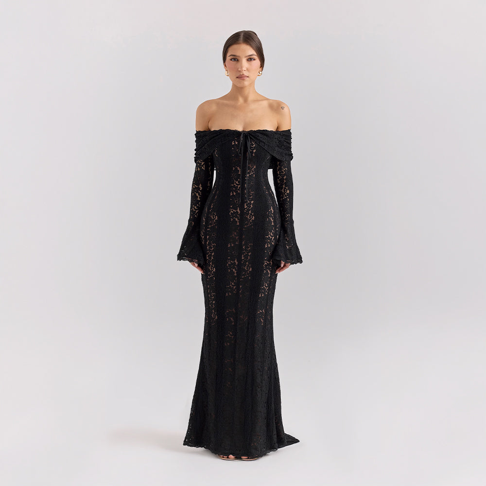 Lissy | Bell Sleeve Lace Off-Shoulder Maxi Dress