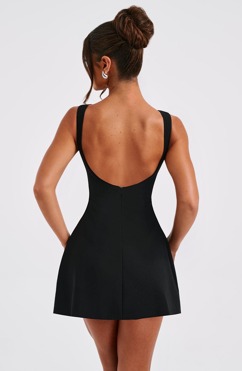 Alana | Black High Neck Bubble Mini Dress