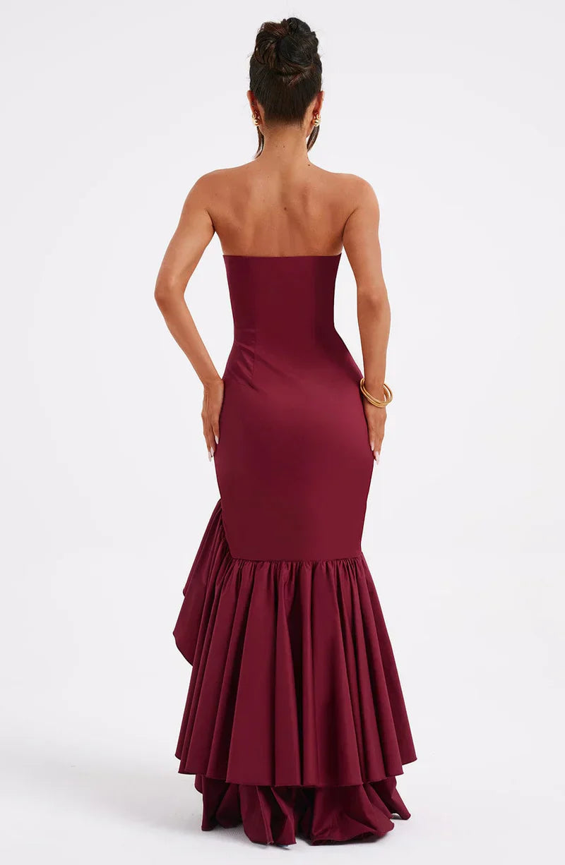 Martyna | Strapless High-Low Ruffle Maxi Dress