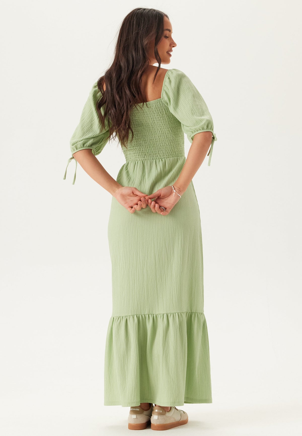 Leah | Women's Heart-Neck Bubble Sleeve Maxi Dress