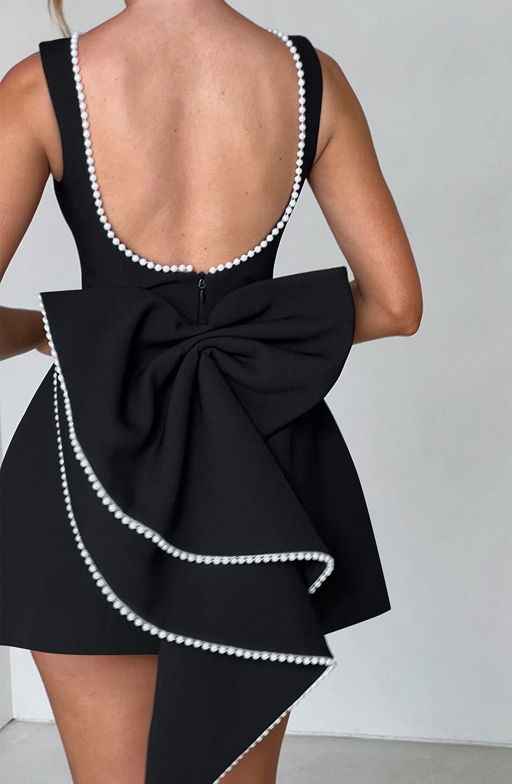 Kel | Sleeveless Pearl-Neckline Sculpted Mini Dress