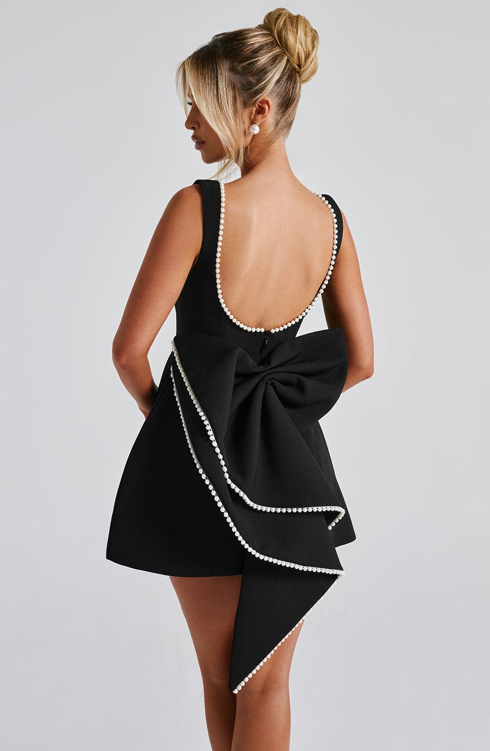 Kel | Sleeveless Pearl-Neckline Sculpted Mini Dress
