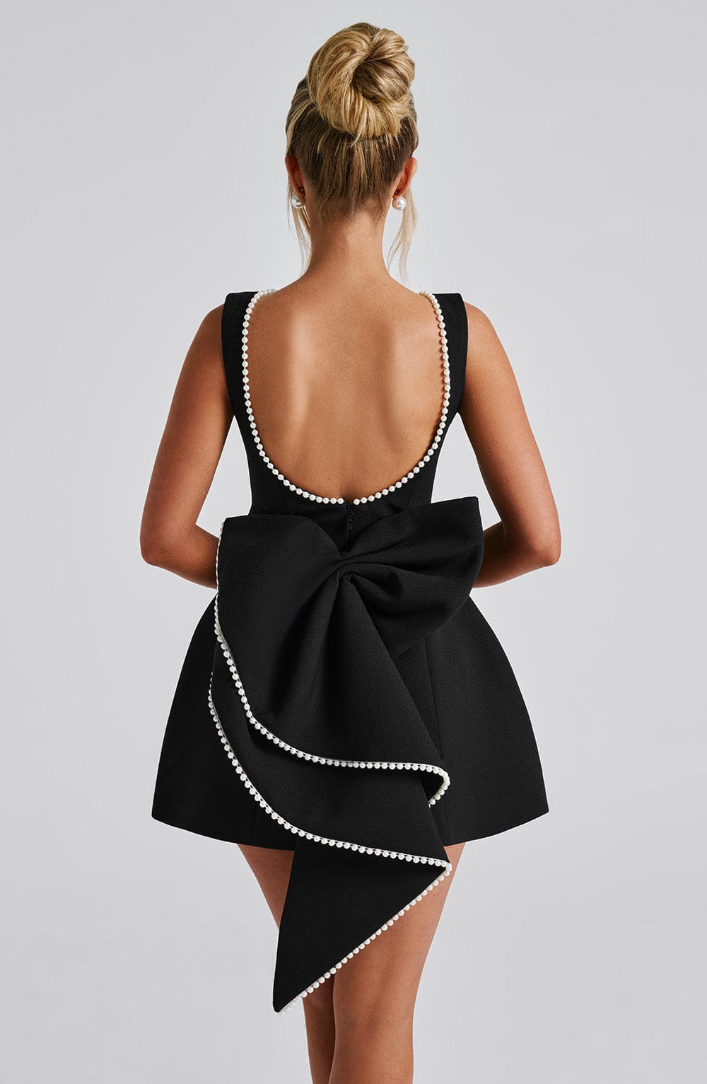 Kel | Sleeveless Pearl-Neckline Sculpted Mini Dress