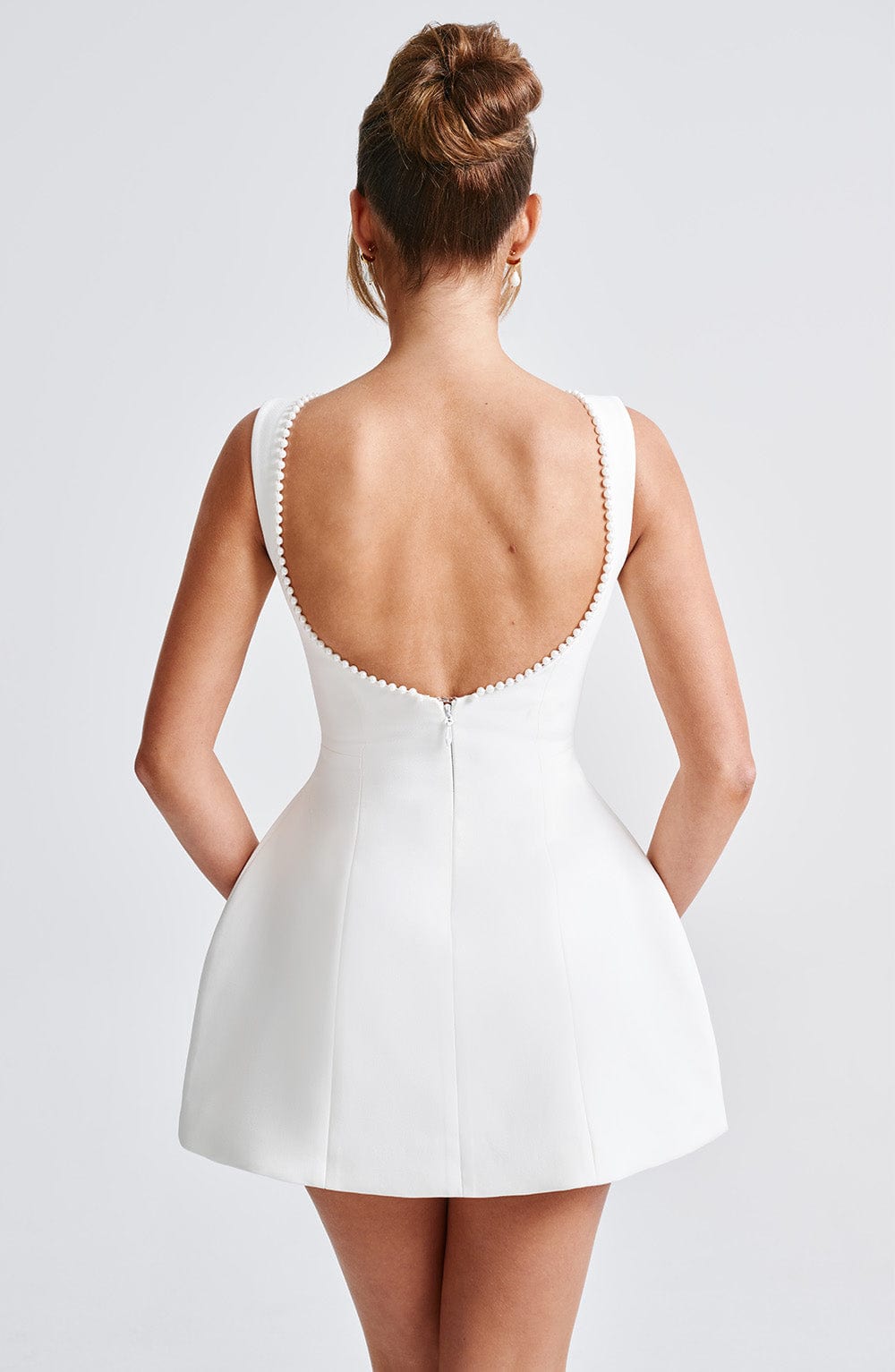 Kel | Sleeveless Pearl-Neckline Sculpted Mini Dress