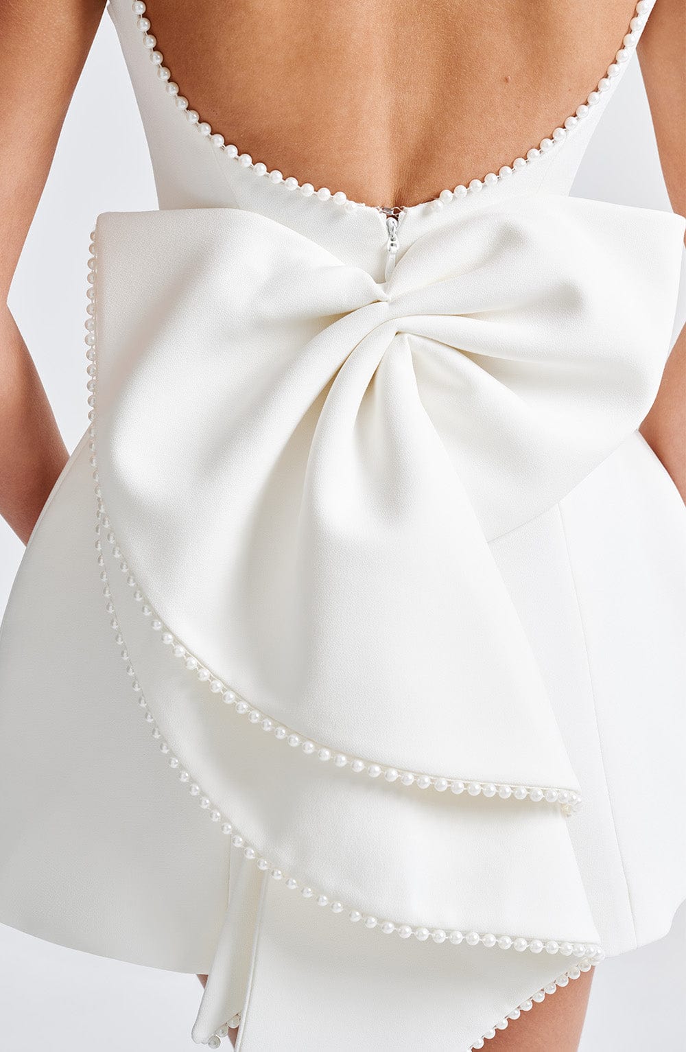 Kel | Sleeveless Pearl-Neckline Sculpted Mini Dress