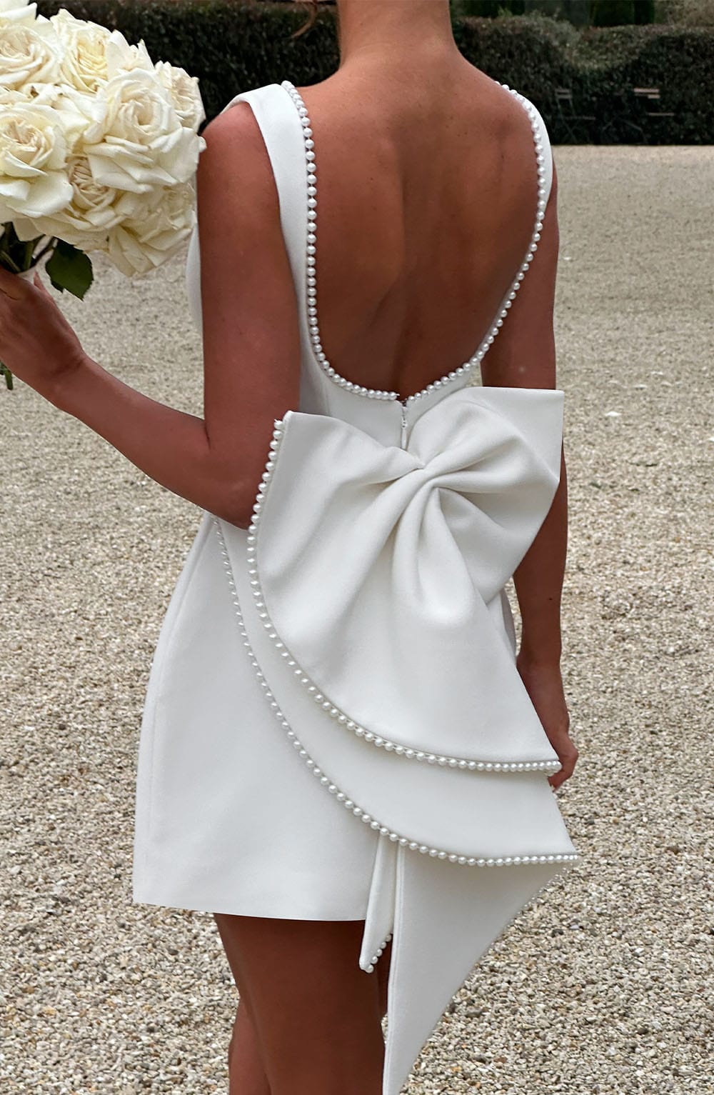 Kel | Sleeveless Pearl-Neckline Sculpted Mini Dress