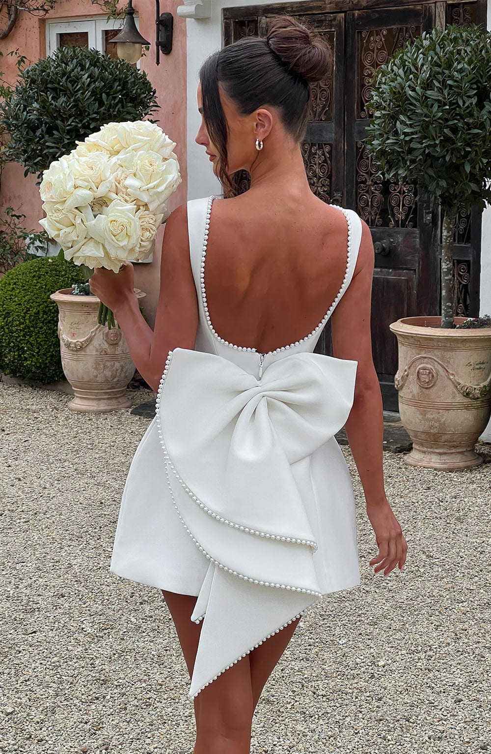 Kel | Sleeveless Pearl-Neckline Sculpted Mini Dress