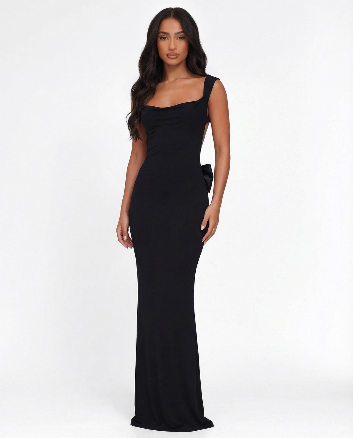 Mae | Sleek Sculpting Backless Tie-Detail Maxi Dress