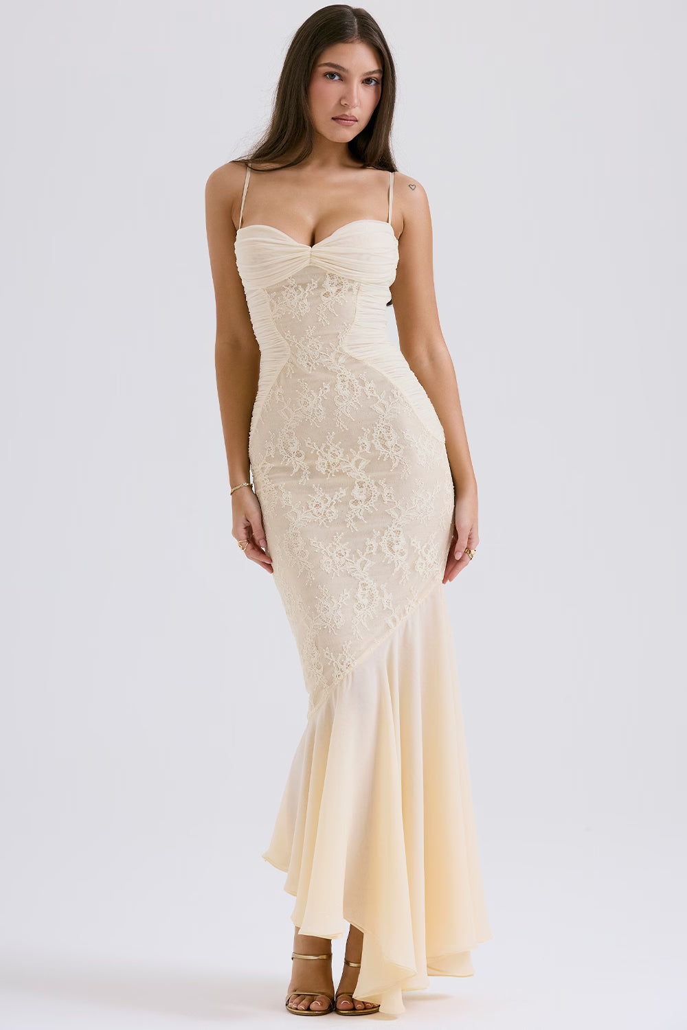 Hana | Fluid Sculpted Bodice Ethereal Vanilla Maxi Dress