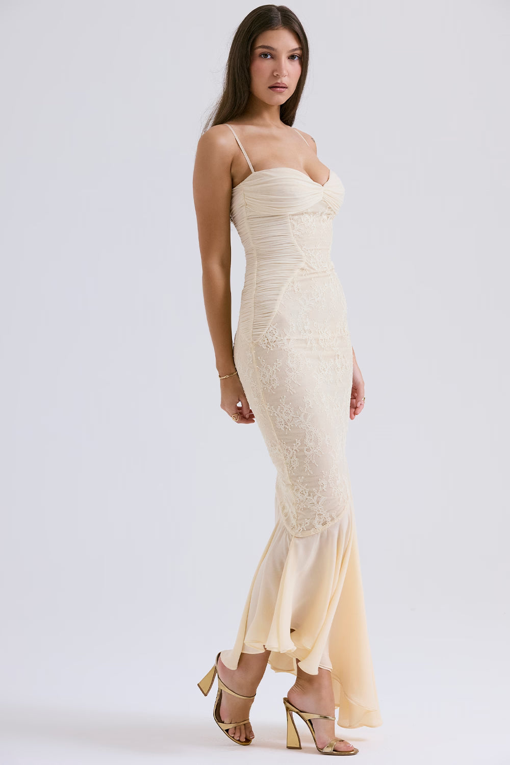 Hana | Fluid Sculpted Bodice Ethereal Vanilla Maxi Dress