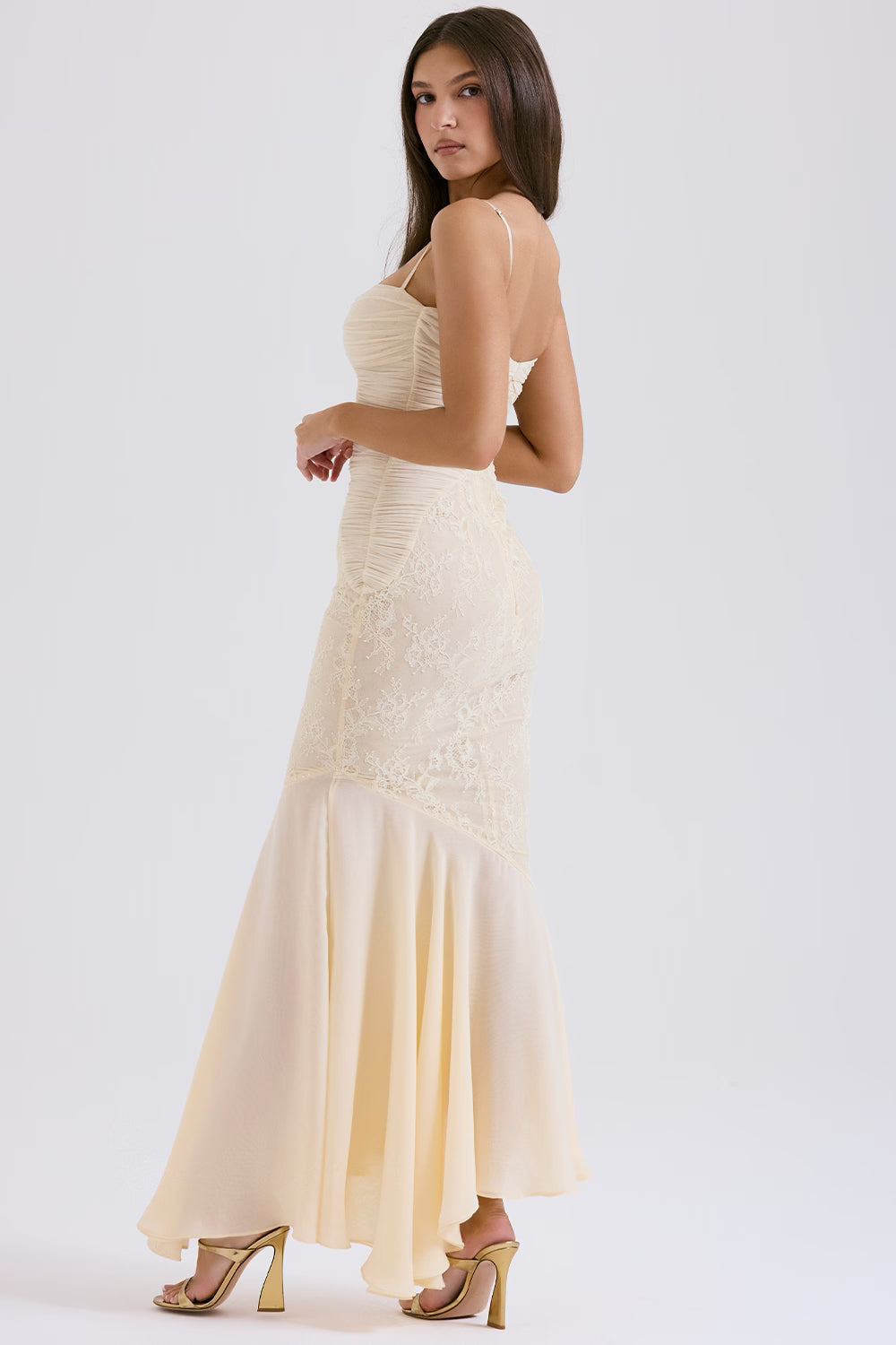 Suzie | Ethereal Vanilla White Fluid Draped Maxi Dress