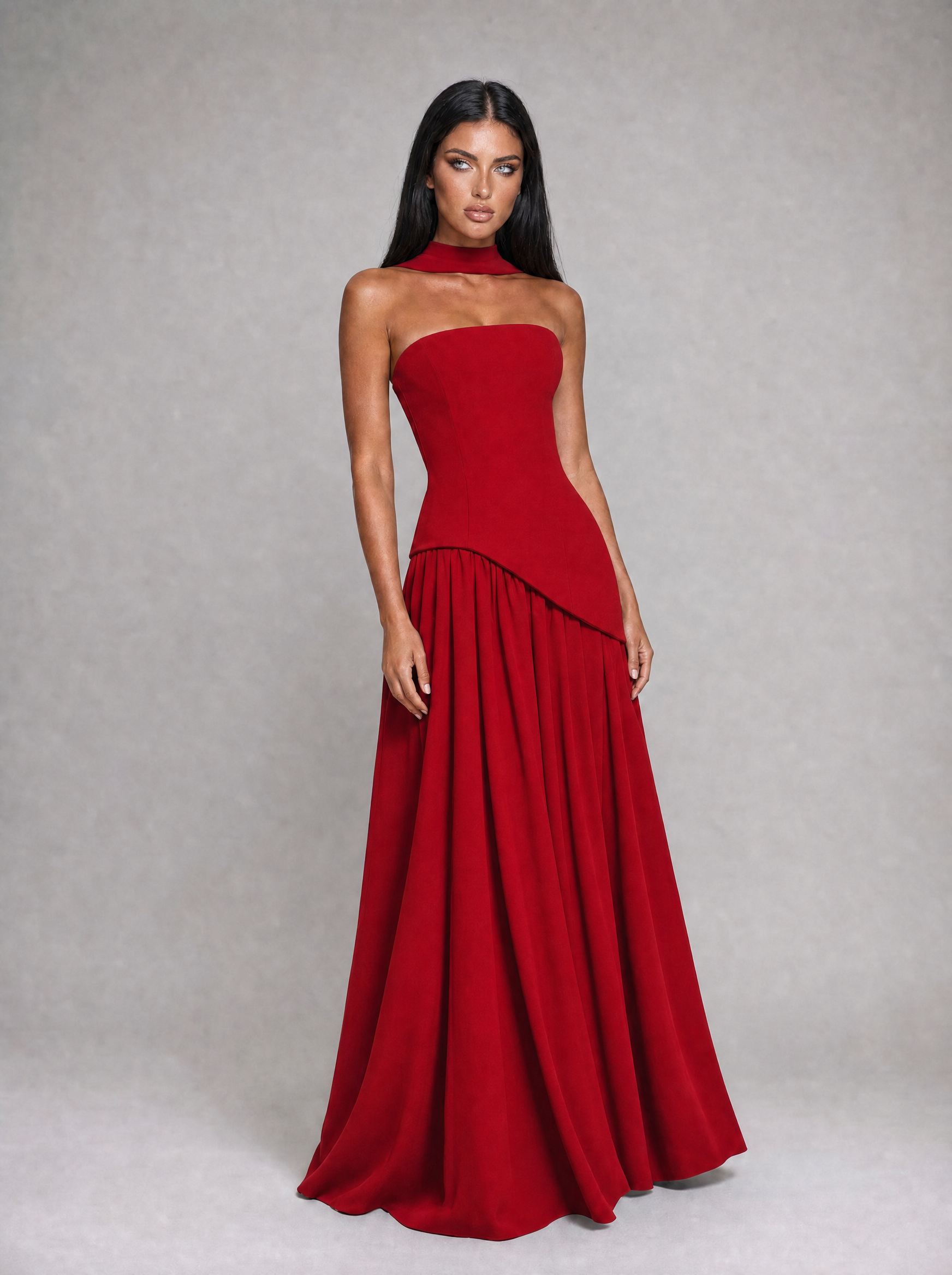Red Donna maxi dress - full length