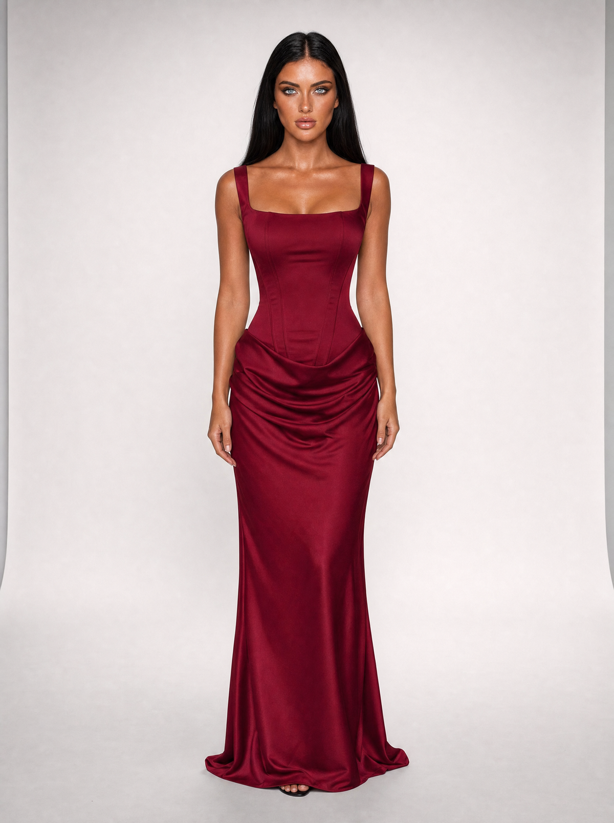 Nina wine maxi dress - front