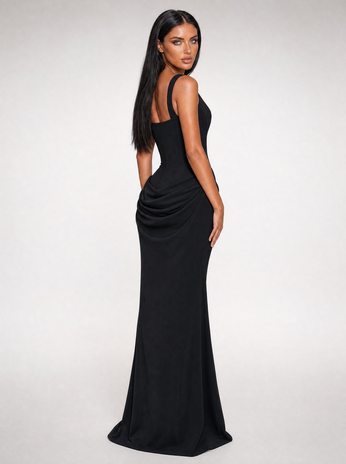 Nina black maxi dress - side