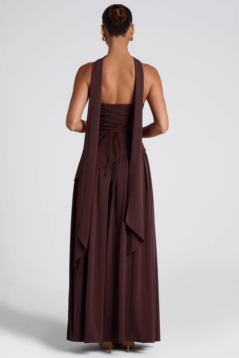 Donna | Asymmetrical Strapless Sculpted Maxi Dress