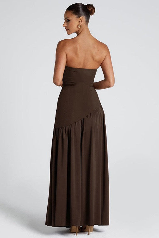 Donna | Asymmetrical Strapless Sculpted Maxi Dress