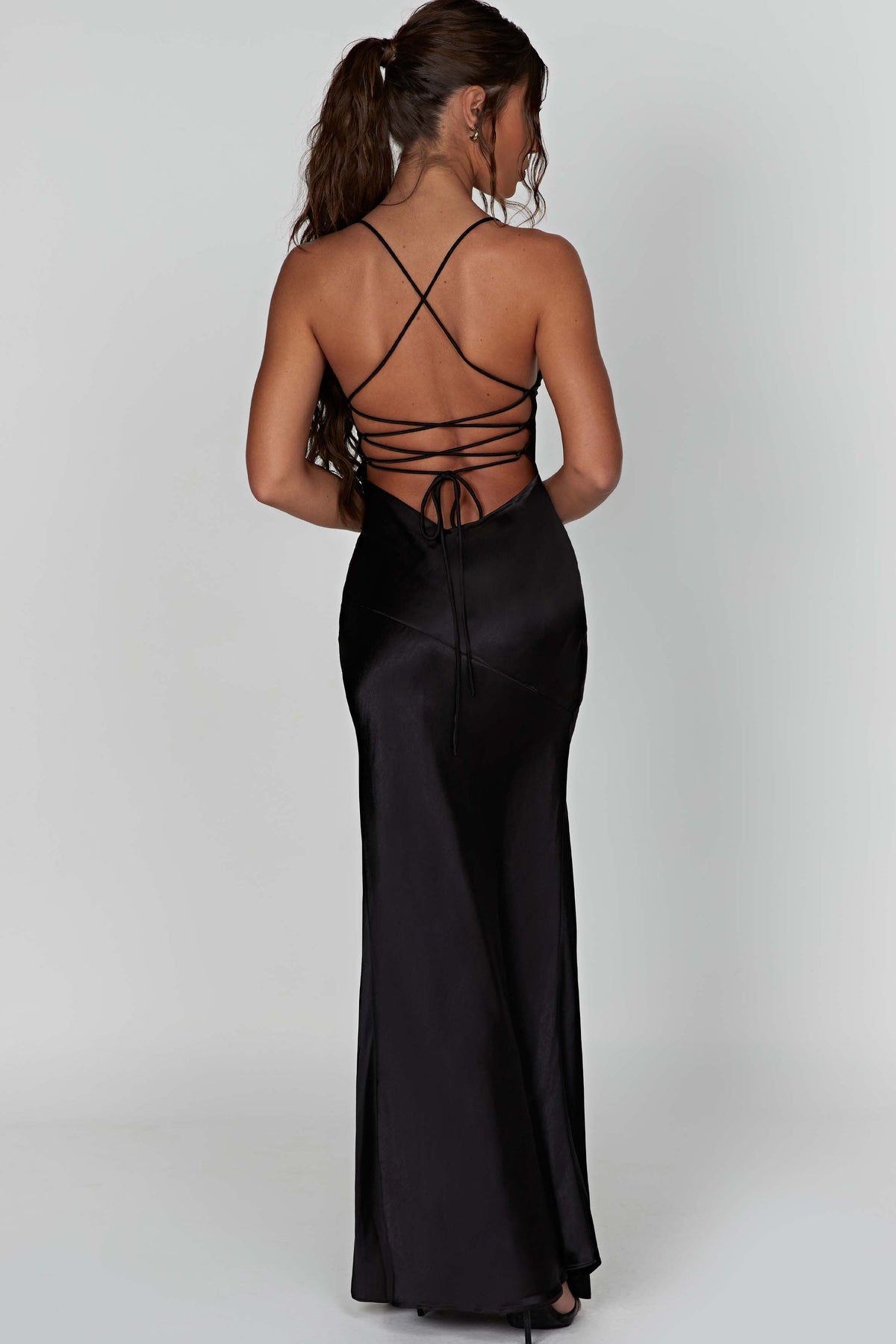 Alexia | Bias-Cut Plunging Satin Maxi Dress