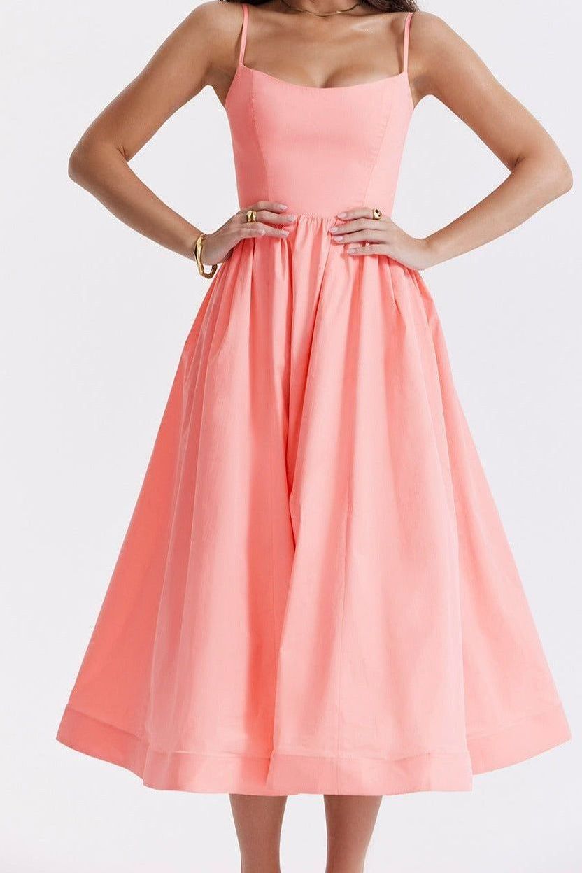 Samara | Elegant Sleeveless Open Back Midi Dress