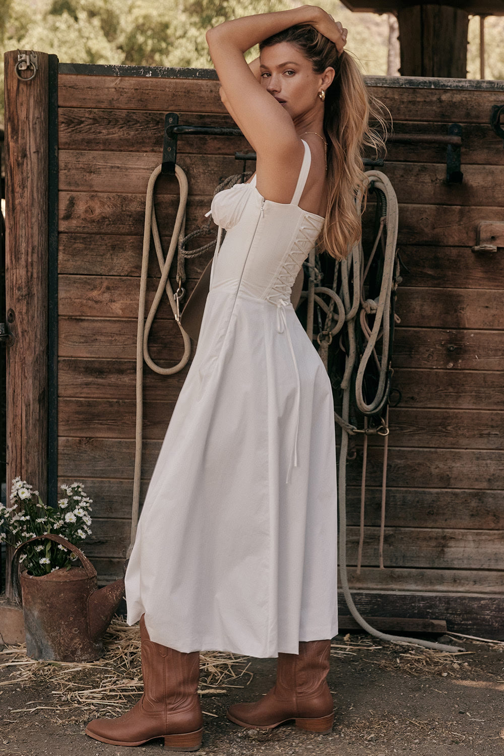 Carmen | Ruched Bodice with High Slit Midi Dress