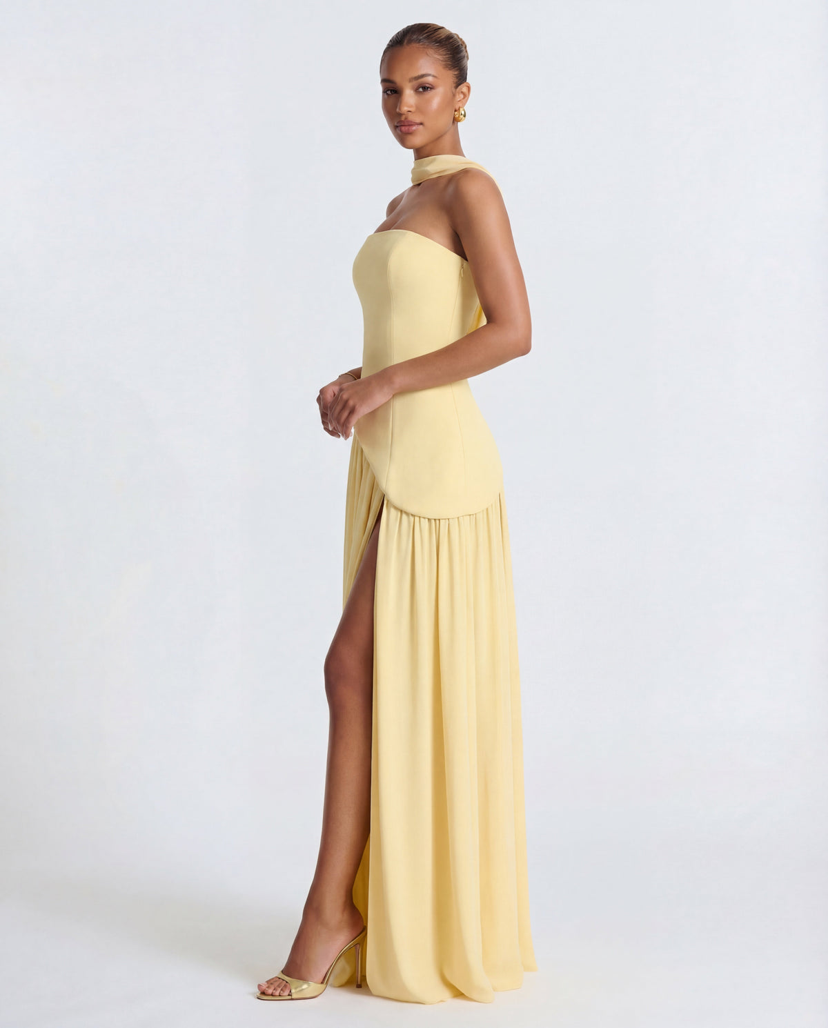 Aveline | Strapless Maxi Dress Thigh-High Split