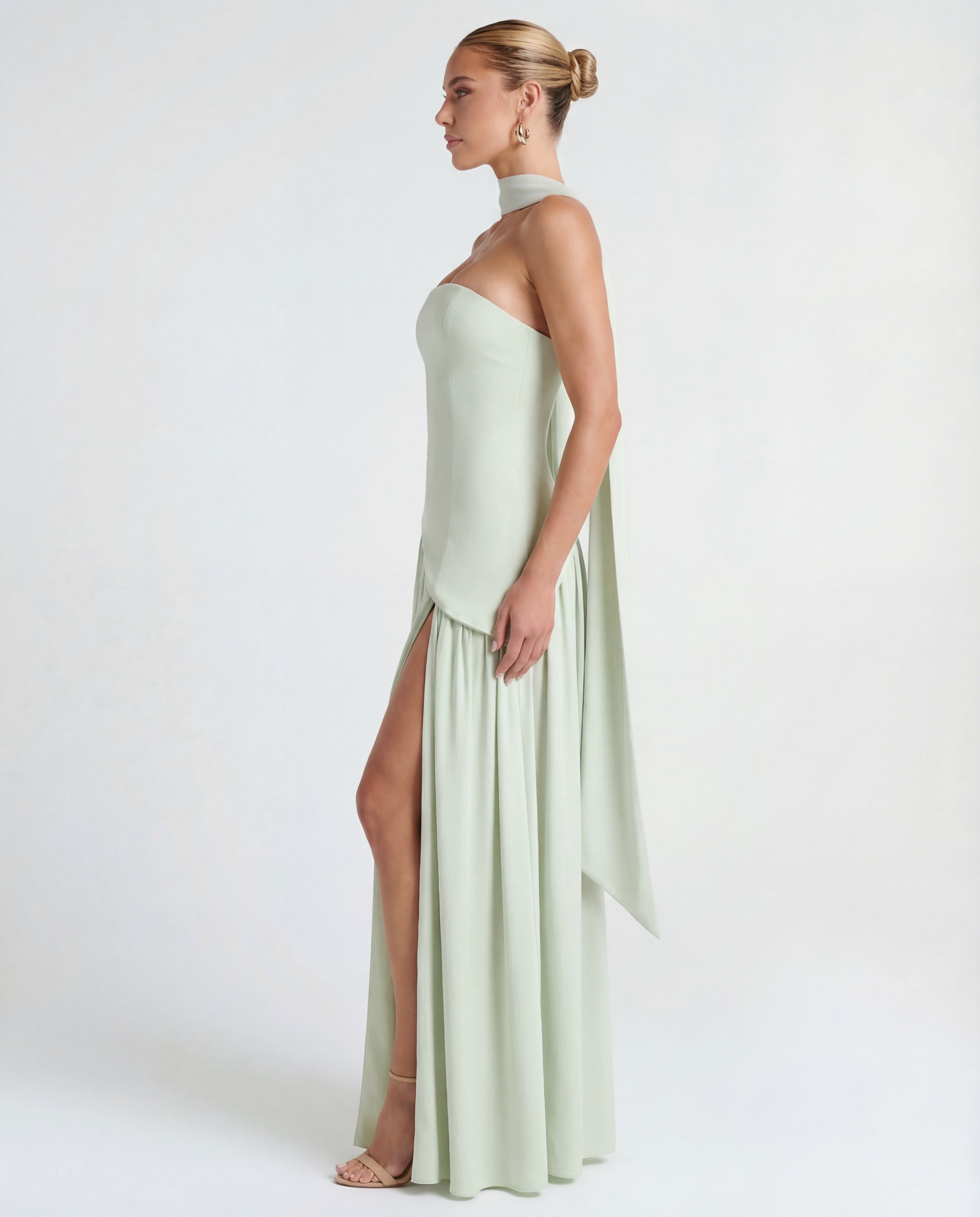 Aveline | Strapless Maxi Dress Thigh-High Split