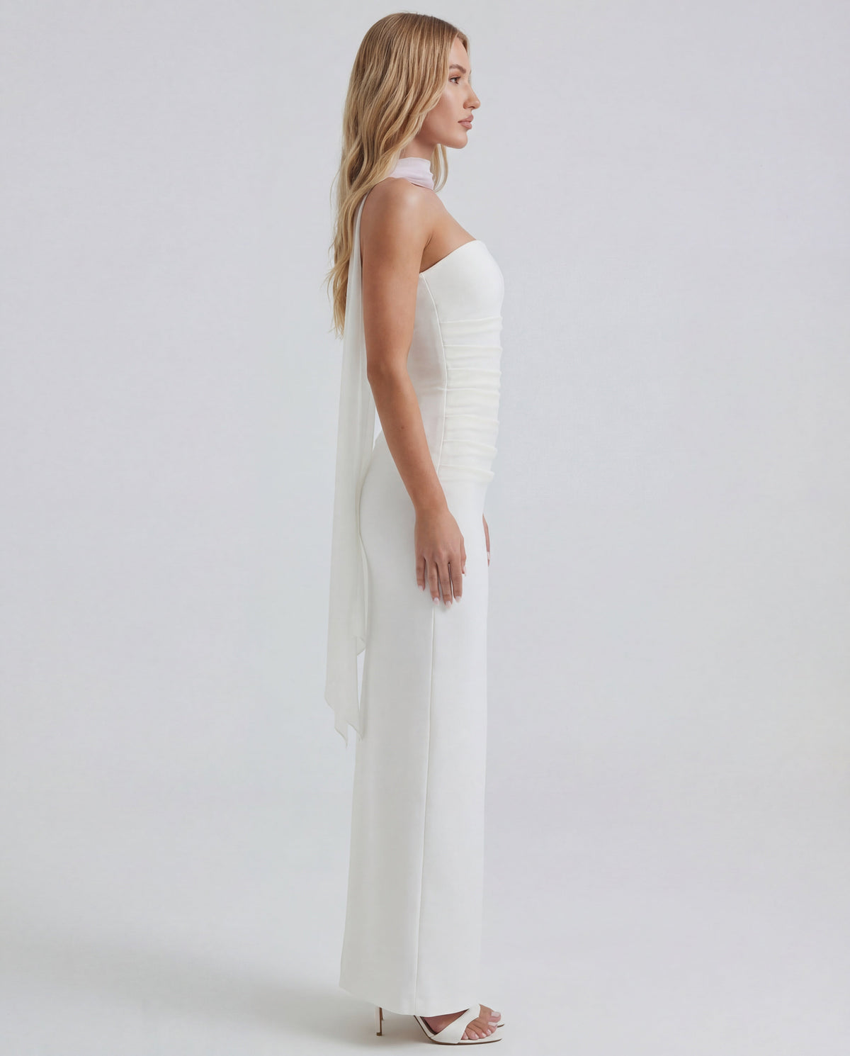 Ella | Strapless Sculpting Maxi Dress with Removable Mesh Scarf