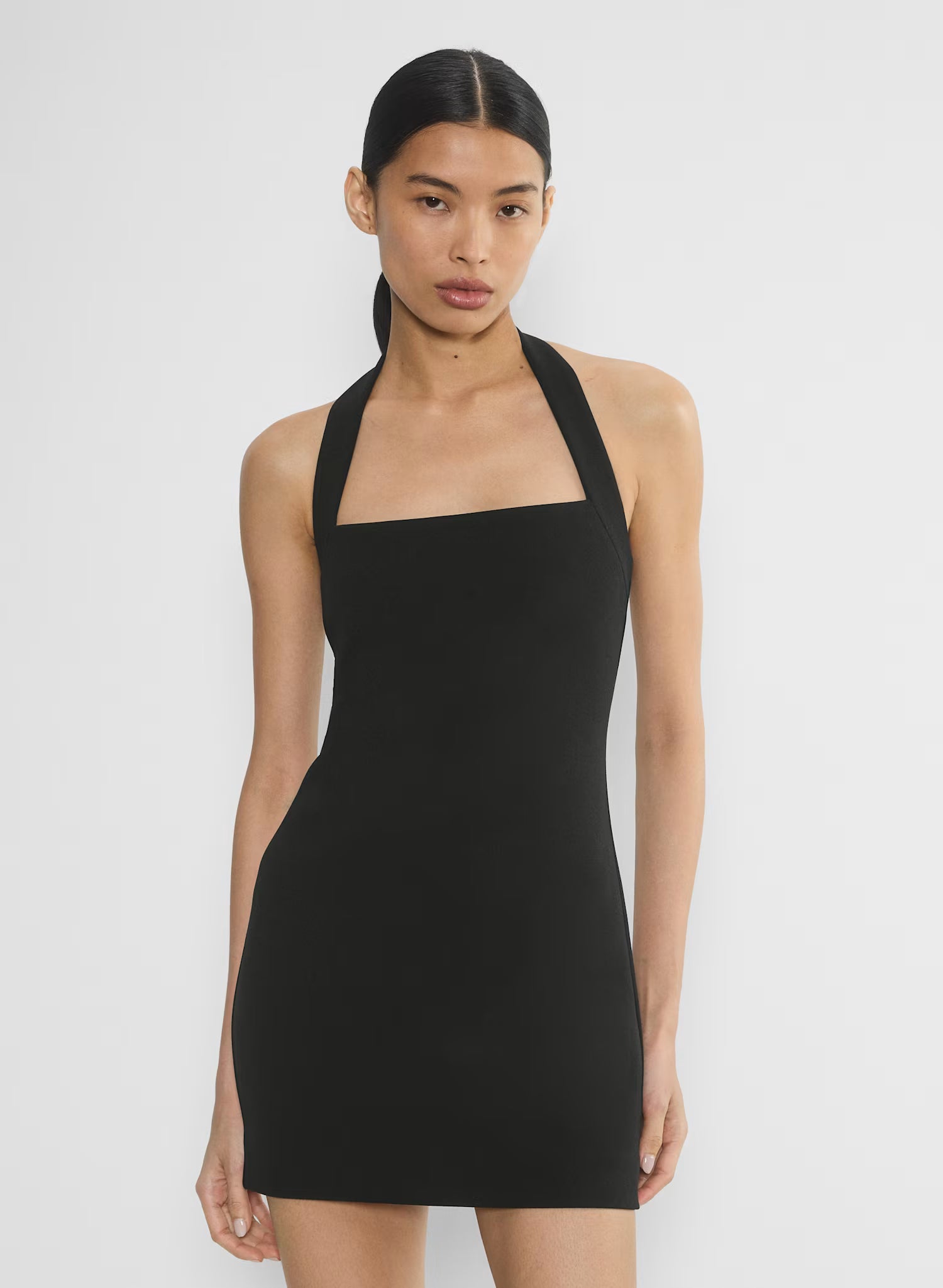 Colleen | Sleek Straight Neckline Tailored Structured Mini Dress