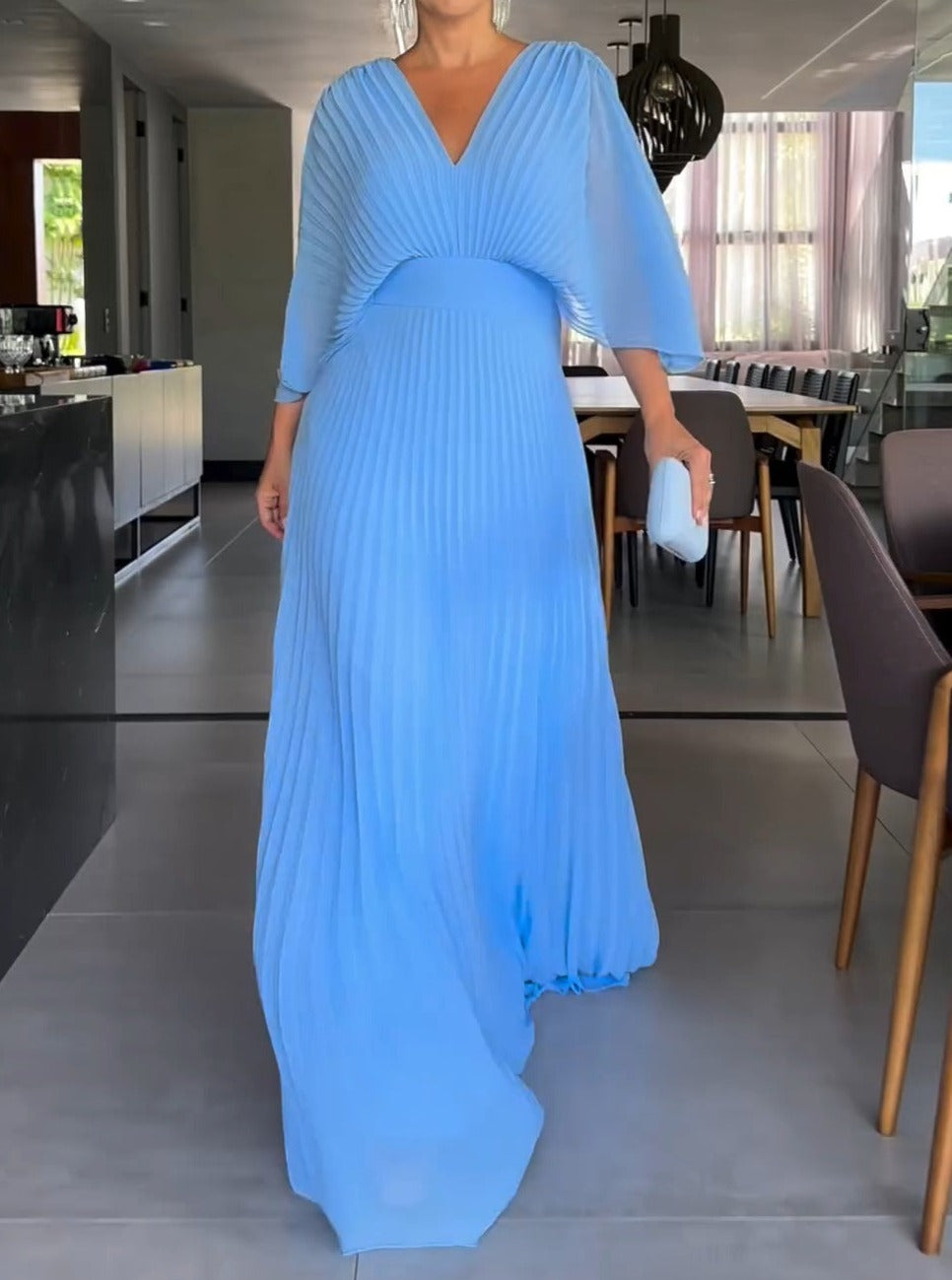 Maddy | Sophisticated Summer Vibrant Pleated Maxi Dress