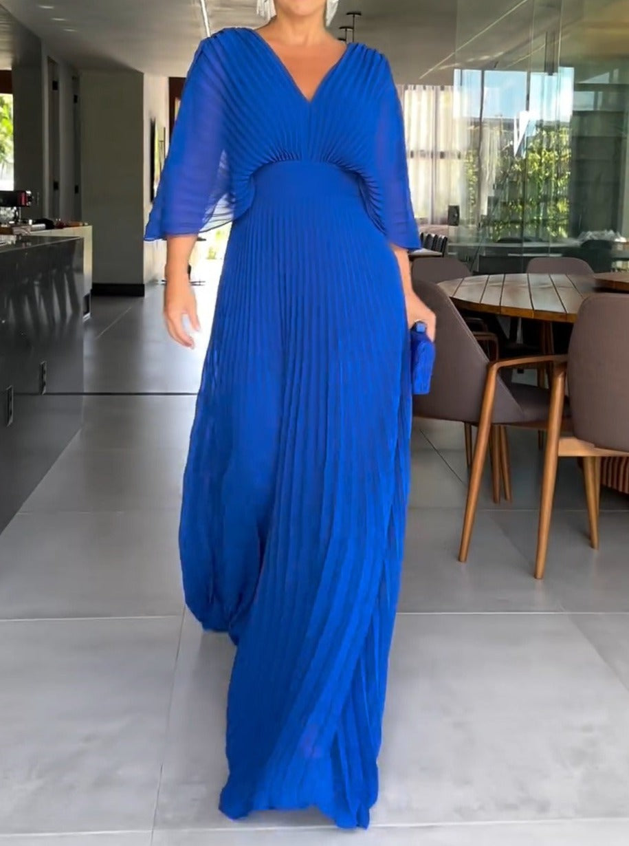 Maddy | Sophisticated Summer Vibrant Pleated Maxi Dress