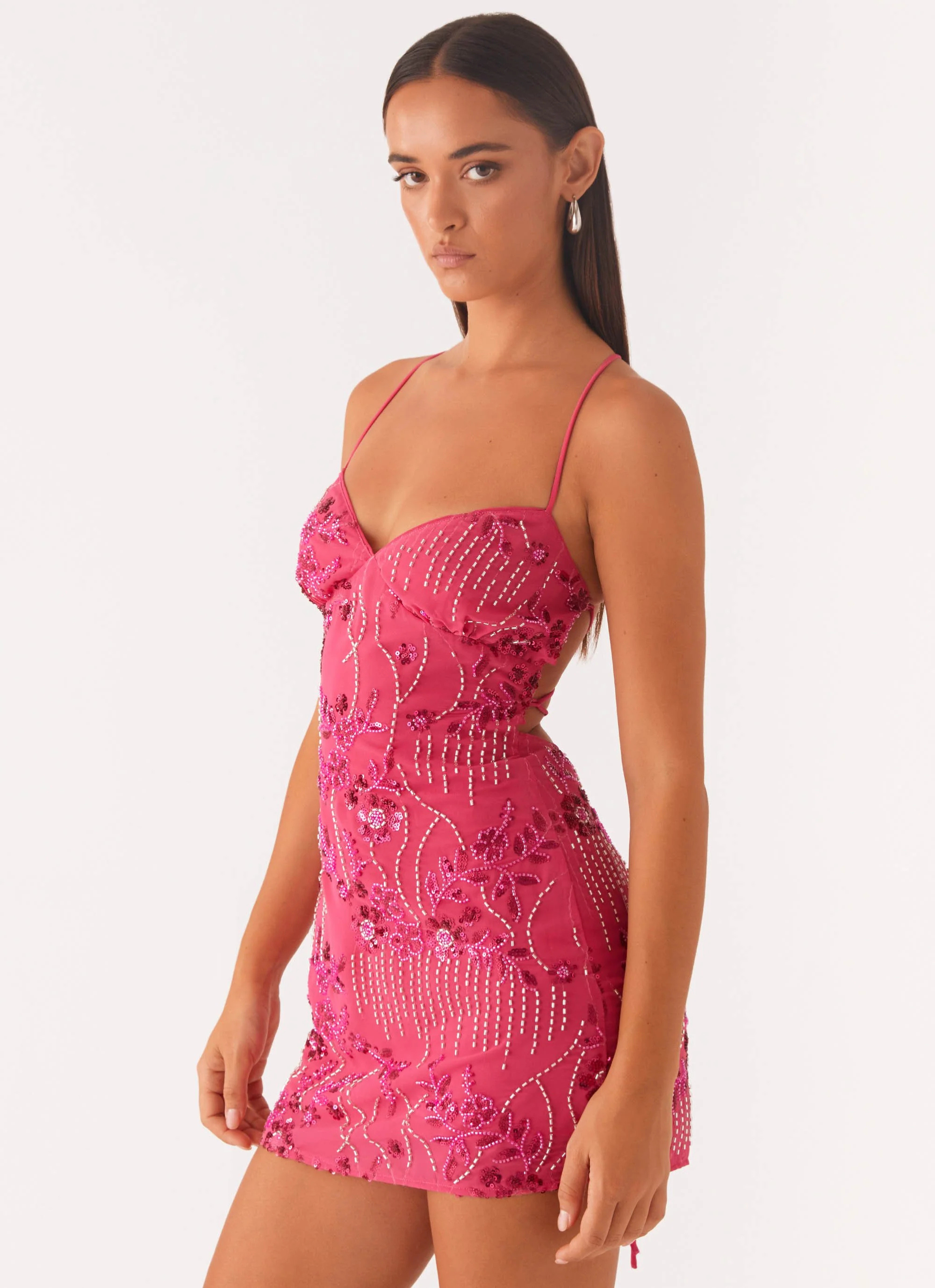 Cami | Shimmering Floral Beaded Sequin Mini Dress