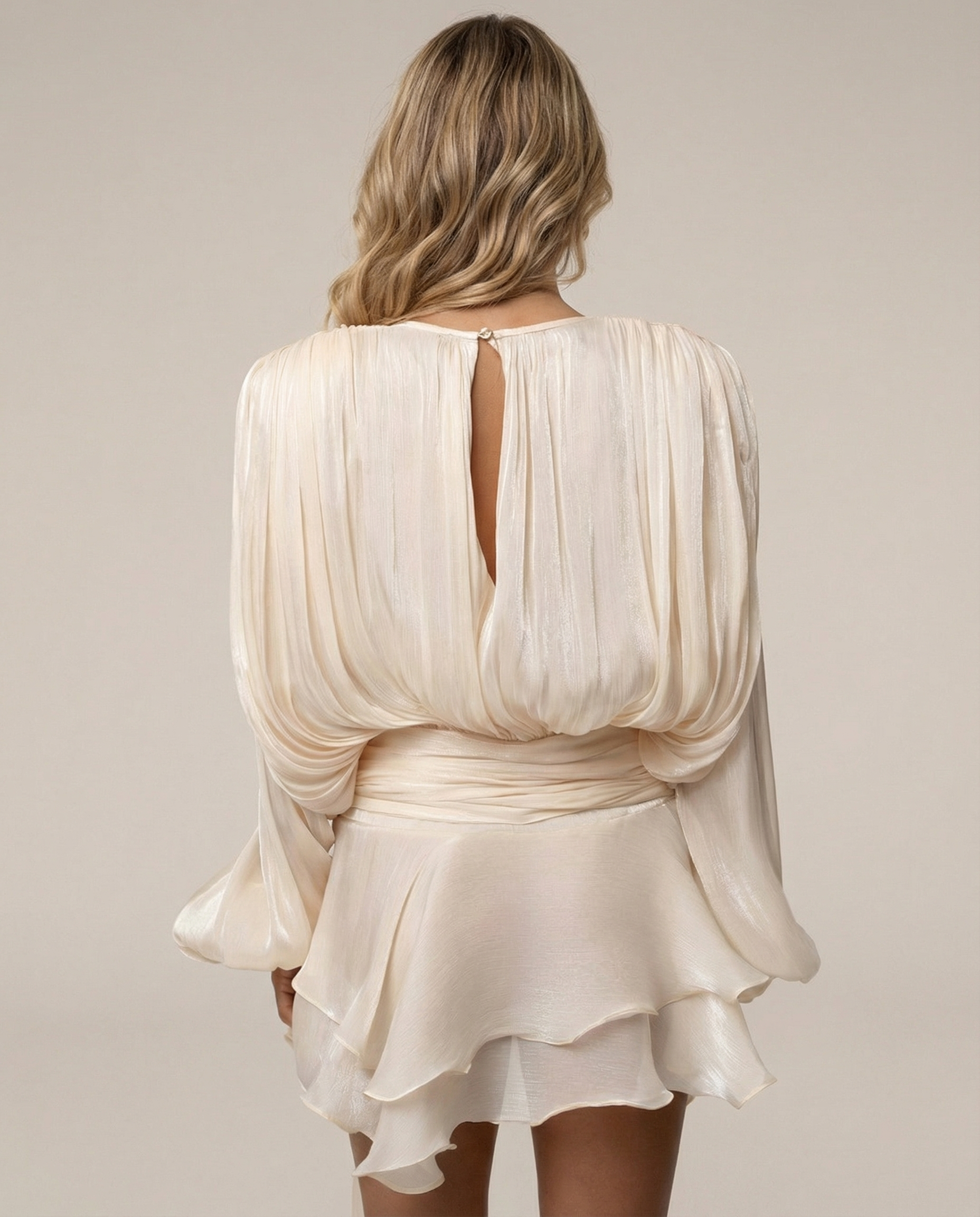 Eva | Delicate Pleated Fluid Draped Mini Dress