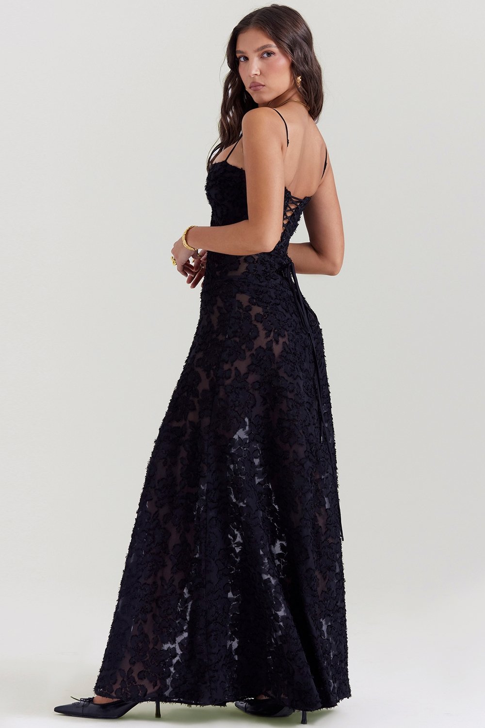 Sharon | Floral Embroidered Bodycon Maxi Dress
