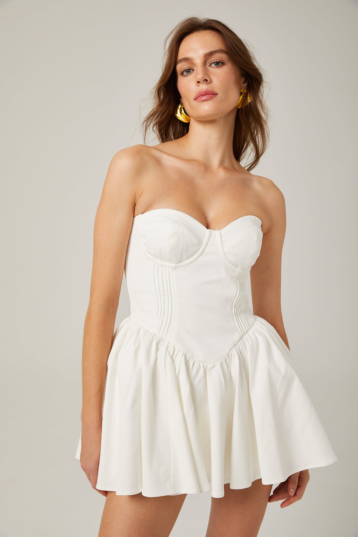 Mireille | White Off-the-Shoulder Bustier Mini Dress