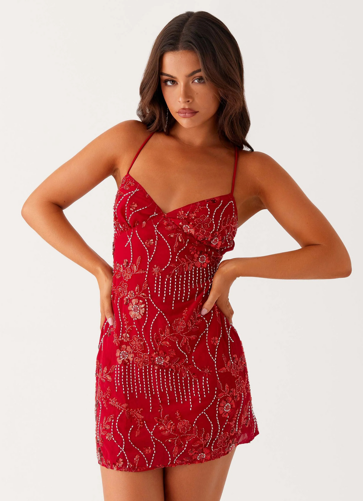 Cami | Shimmering Floral Beaded Sequin Mini Dress
