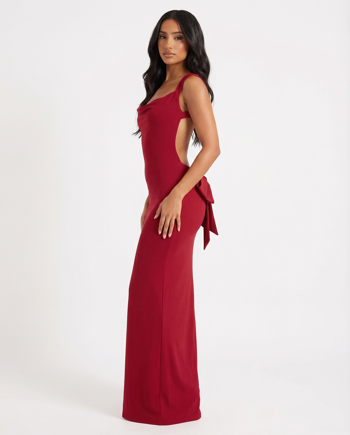Mae | Sleek Sculpting Backless Tie-Detail Maxi Dress
