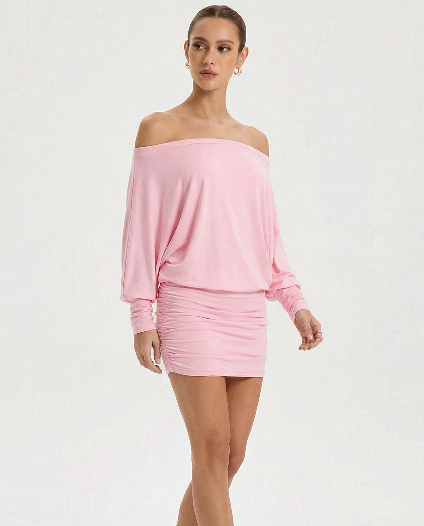 Sola | Ruched Mini Dress Draped Relaxed Top & Fitted Skirt