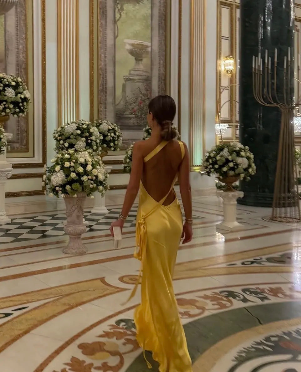 Amara | Sumptuously Soft Open Backless Satin Maxi Dress