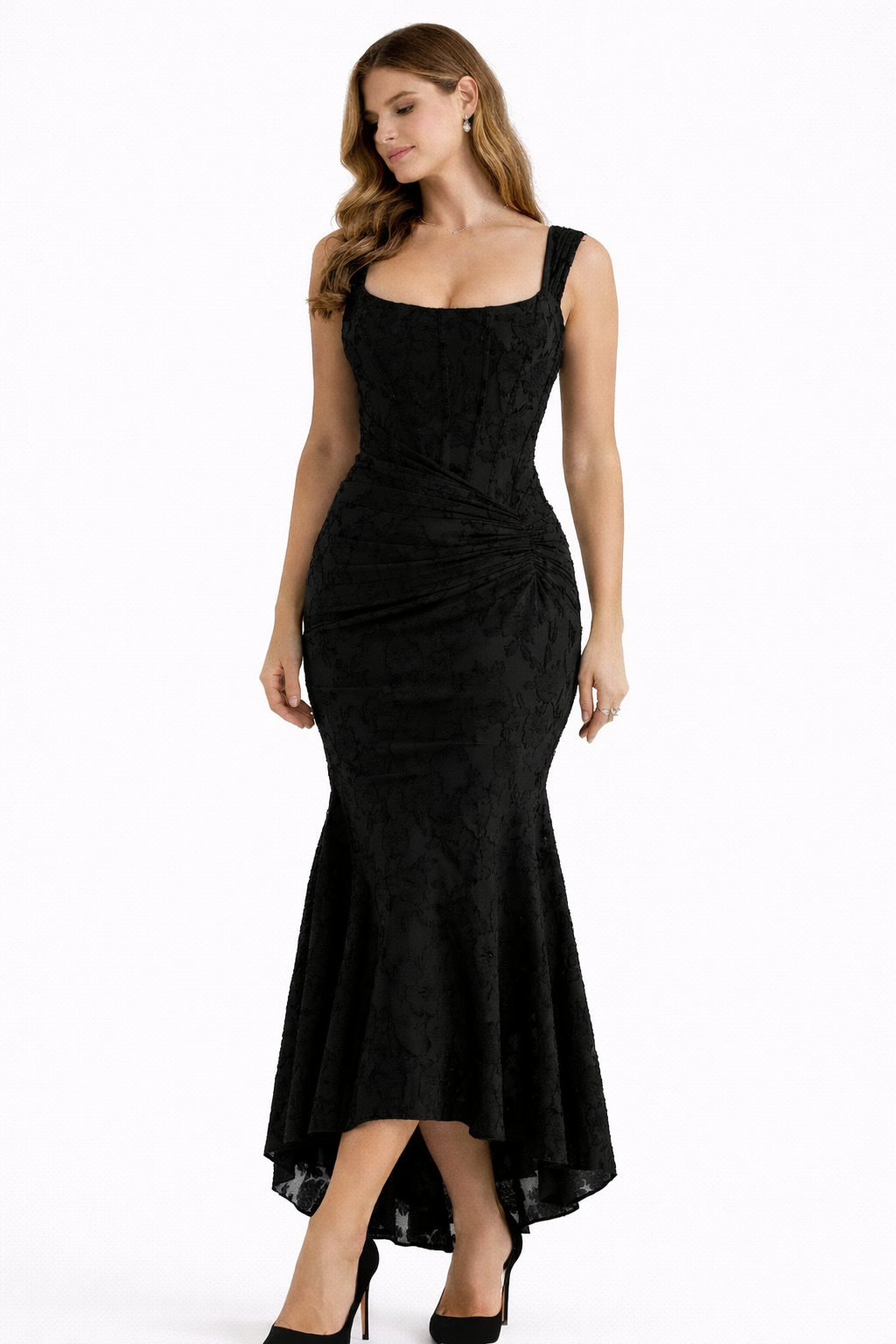 Cleo | Bias-Cut Luminous Cowl Neck Midi Dress