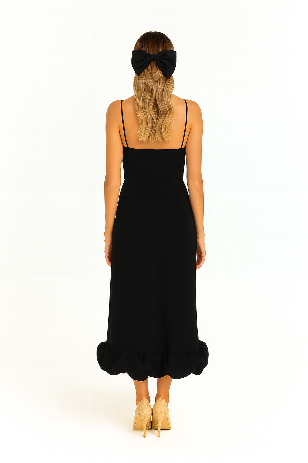 Adina | Soft Chiffon Ruffle Hem Midi Dress