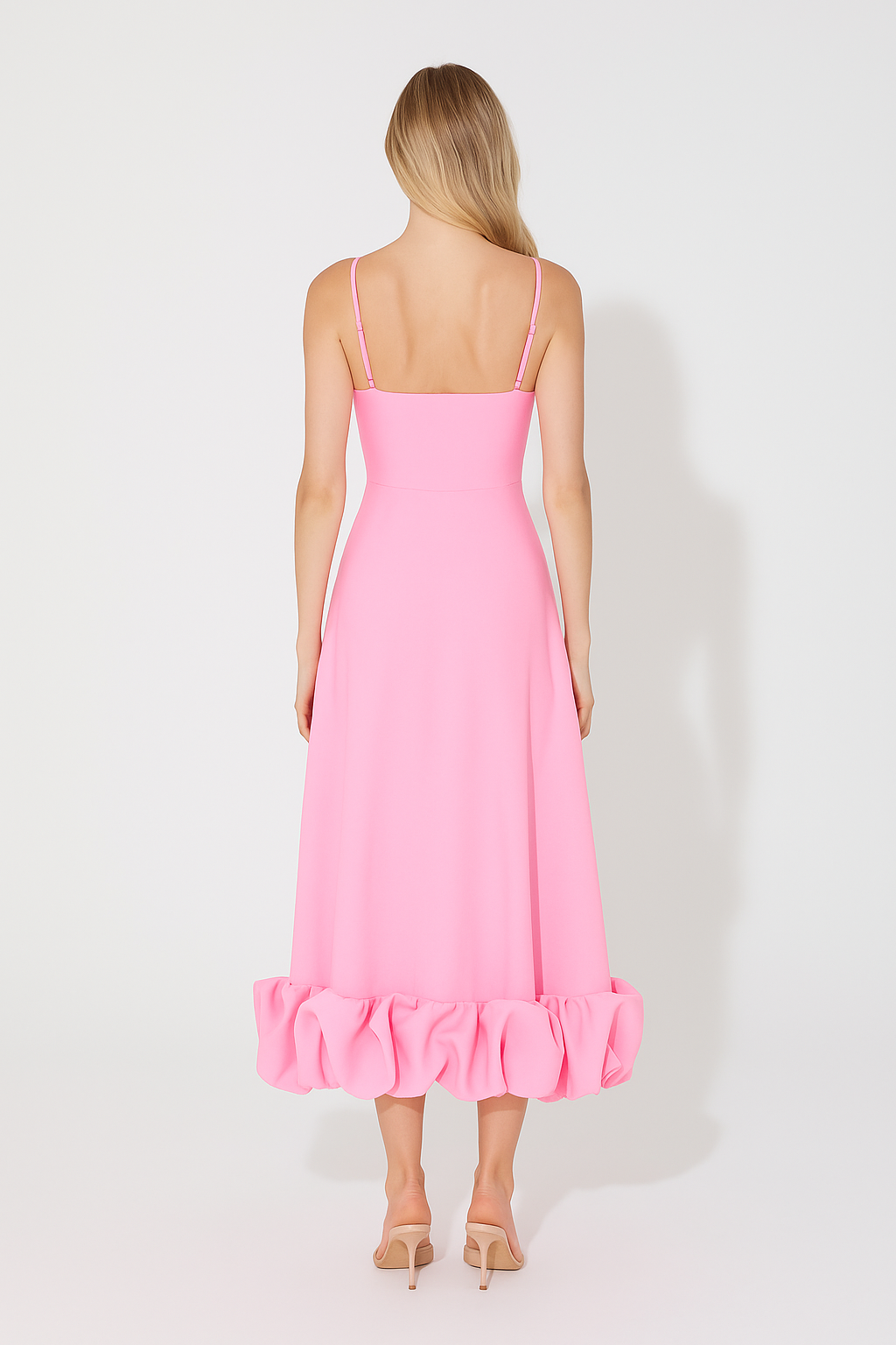 Adina | Soft Chiffon Ruffle Hem Midi Dress