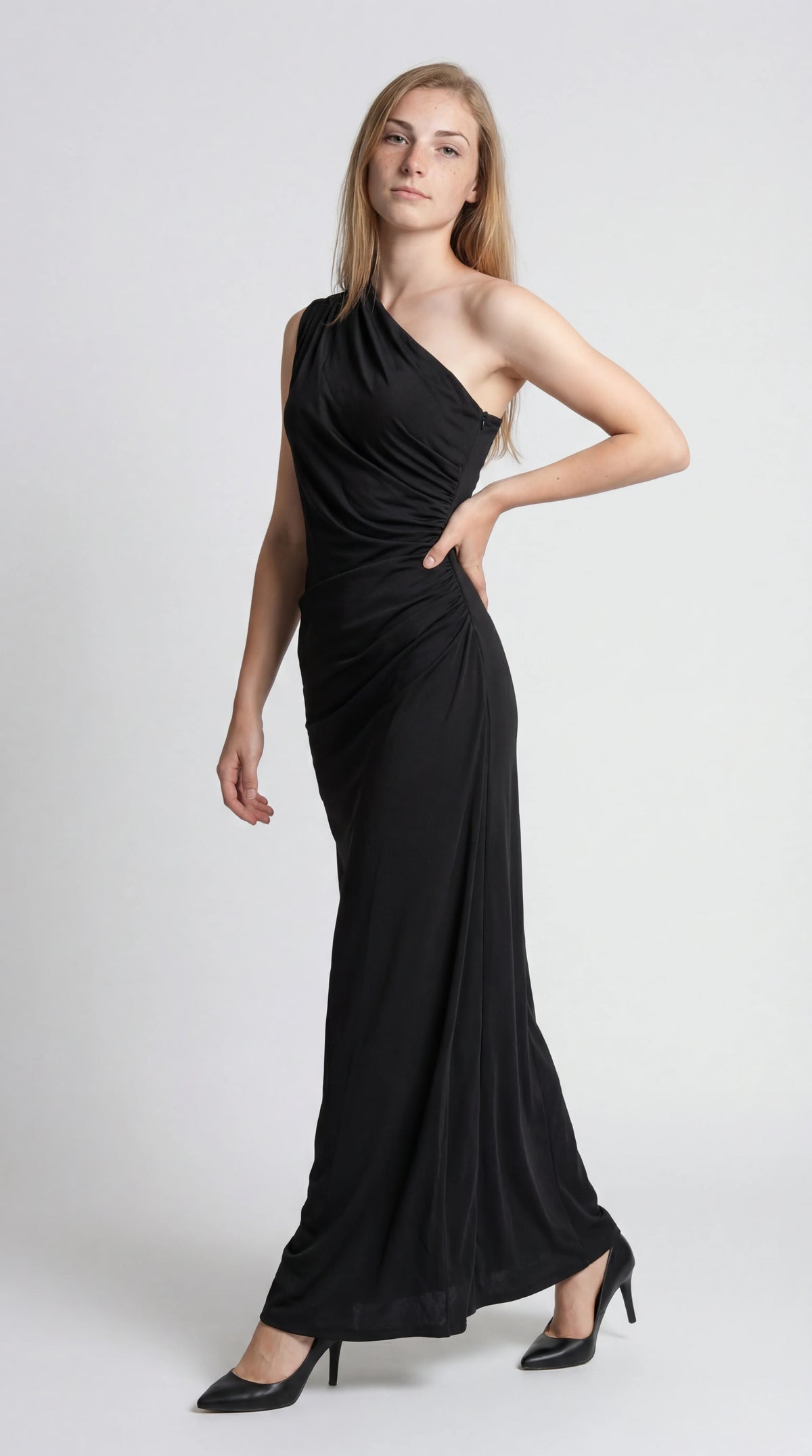 Aurora | Asymmetric Draped One-Shoulder Maxi Dress