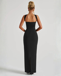 Ella | Strapless Sculpting Maxi Dress with Removable Mesh Scarf