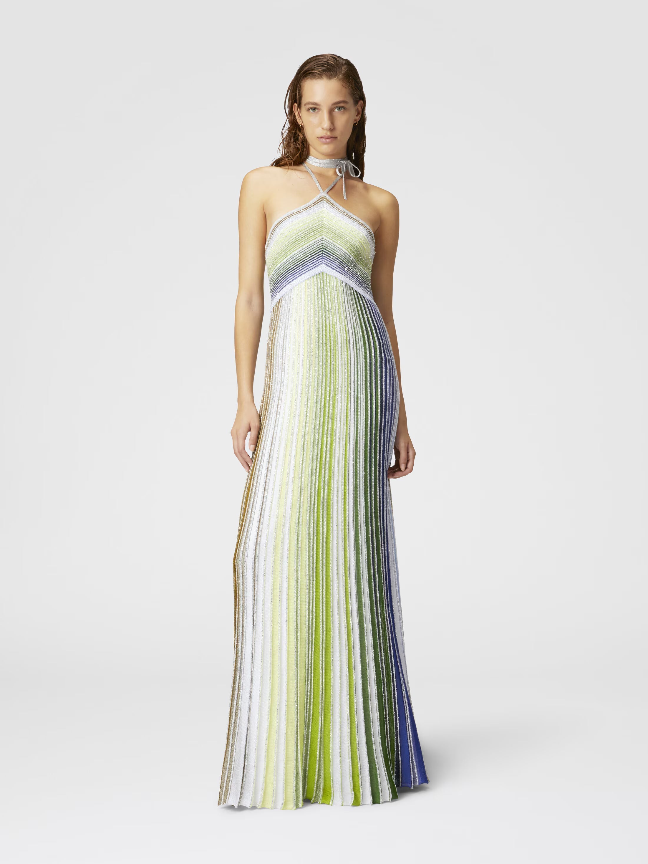 Viktoria | Halterneck High-Low Ruffle Maxi Dress