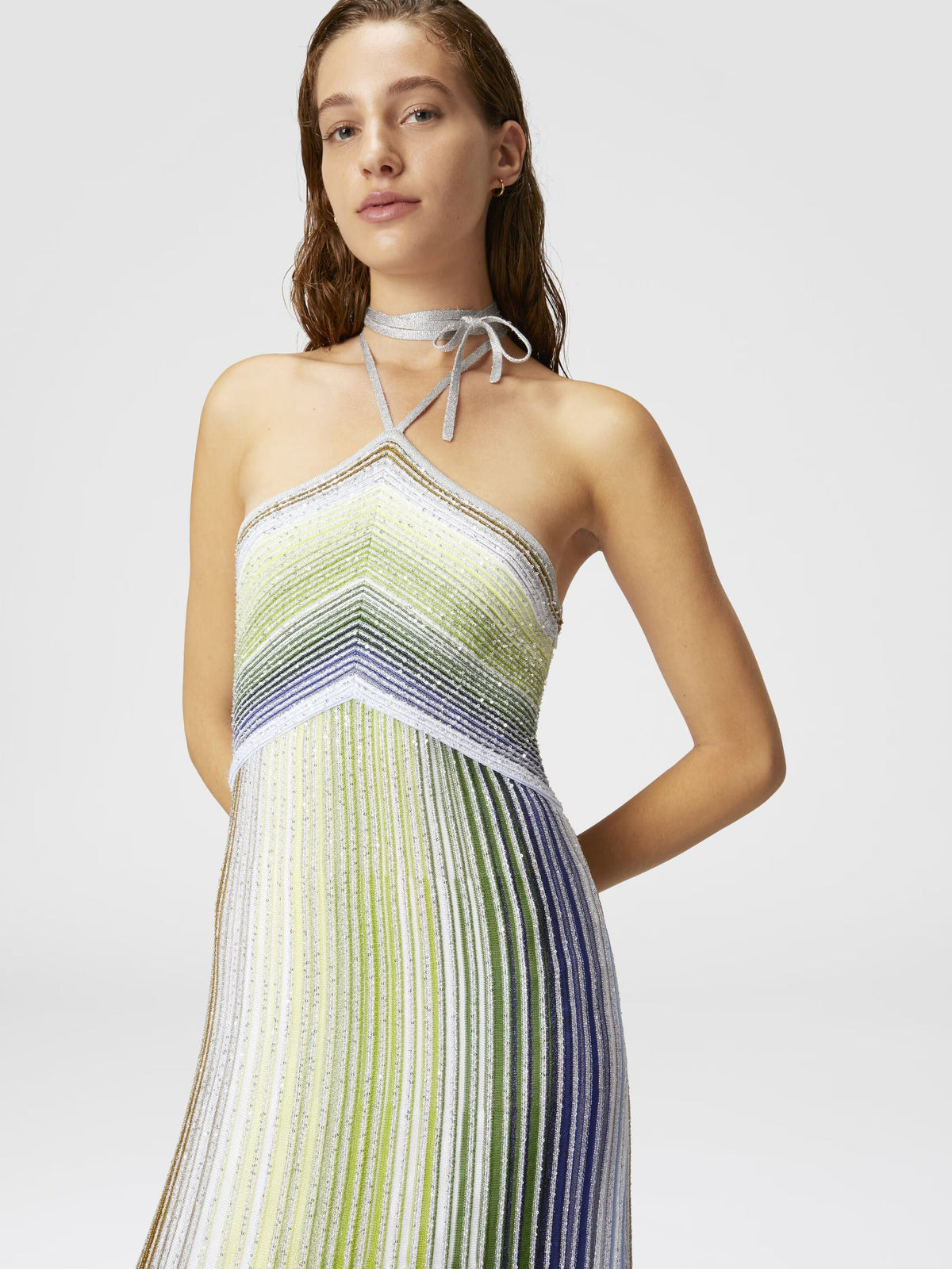 Viktoria | Halterneck High-Low Ruffle Maxi Dress