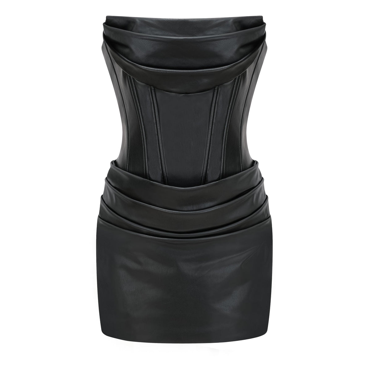 Agnes | Textured Faux Leather Off-the-Shoulder Mini Dress