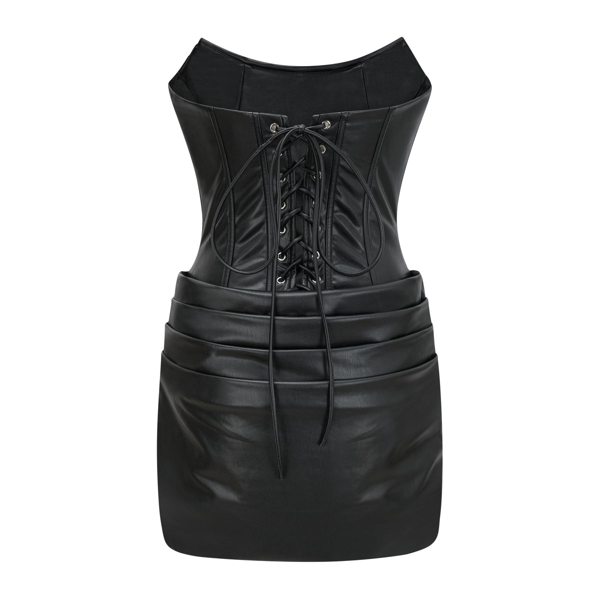 Agnes | Textured Faux Leather Off-the-Shoulder Mini Dress