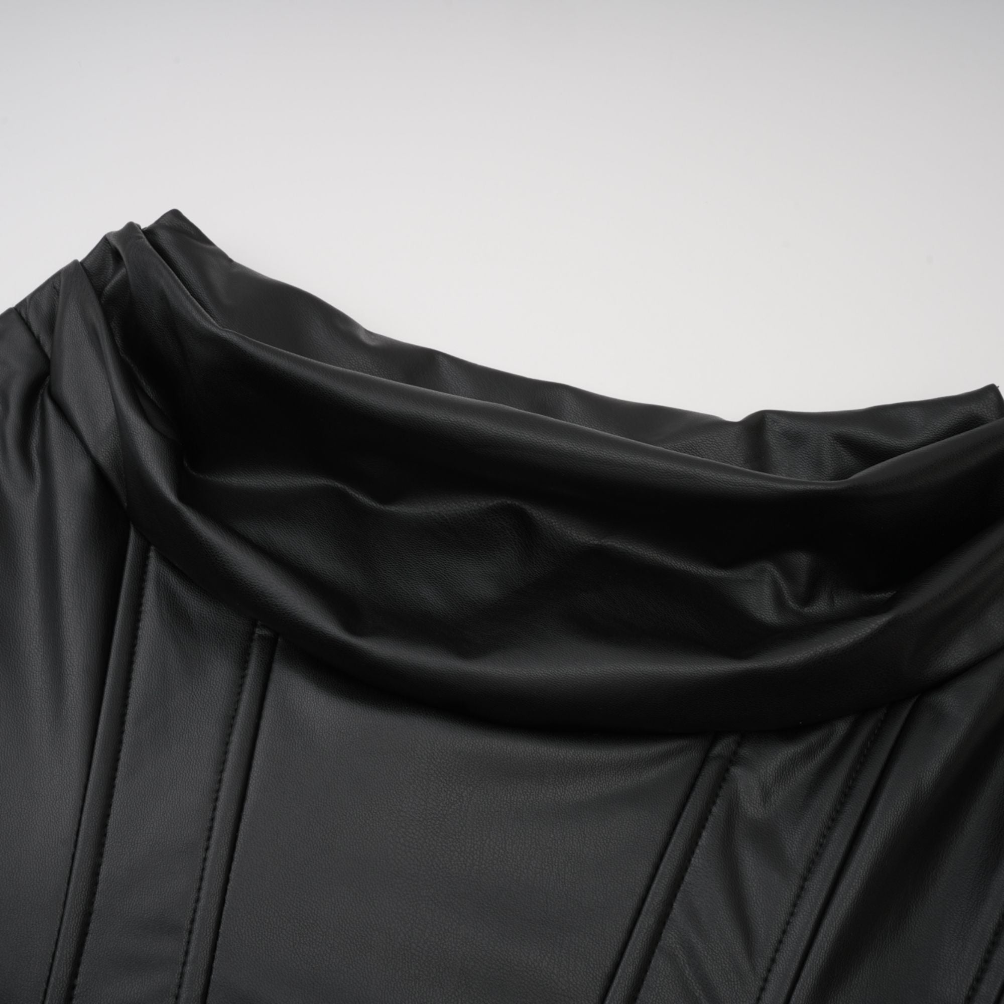 Agnes | Textured Faux Leather Off-the-Shoulder Mini Dress